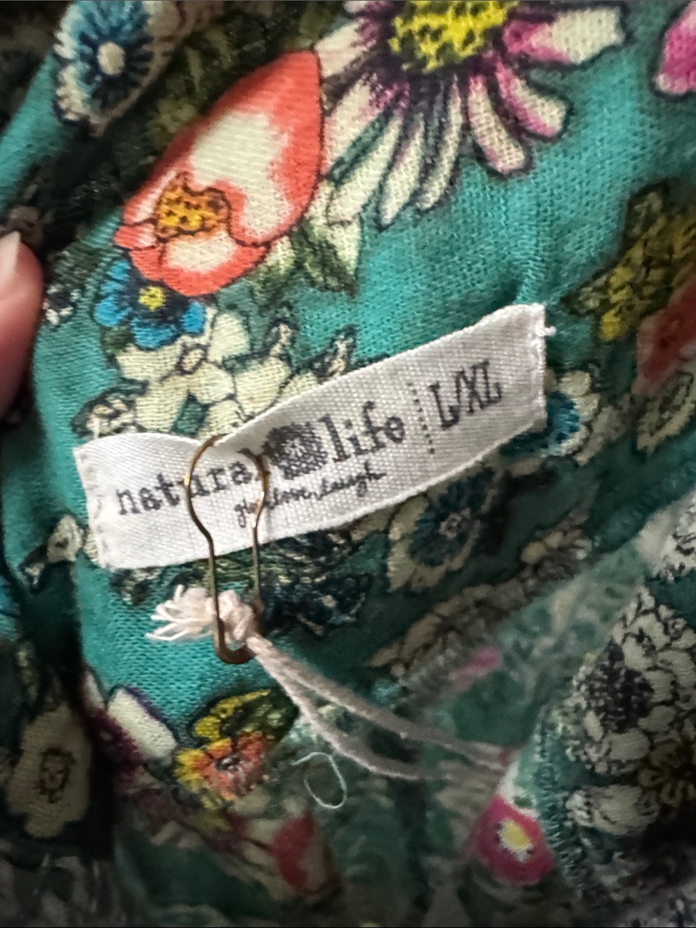 Natural Life Women's Green Floral Handkerchief Hem Skirt 100% Cotton - Picture 5 of 11
